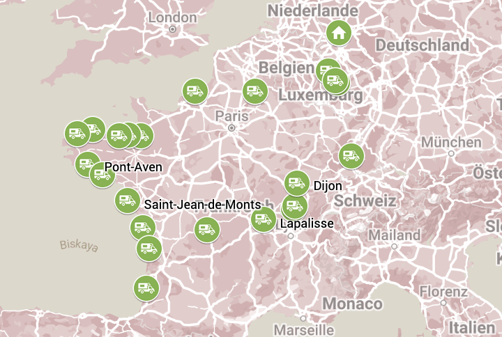 Roadtrip Frankreich Übersichtskarte